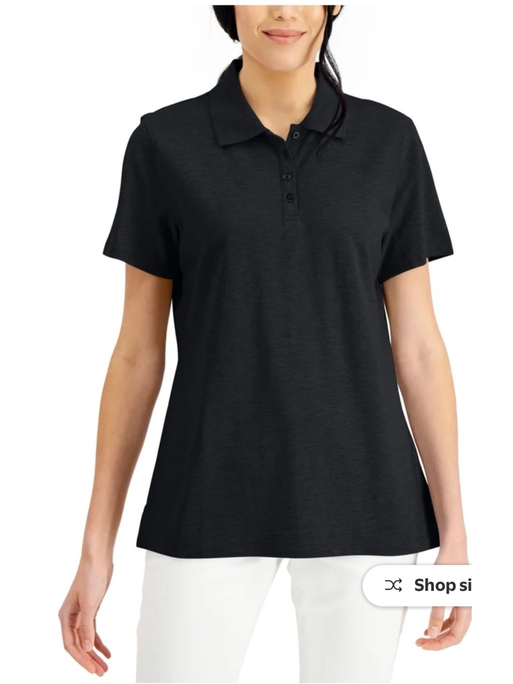 Karen Scott Essentials Polo Shirt- Black